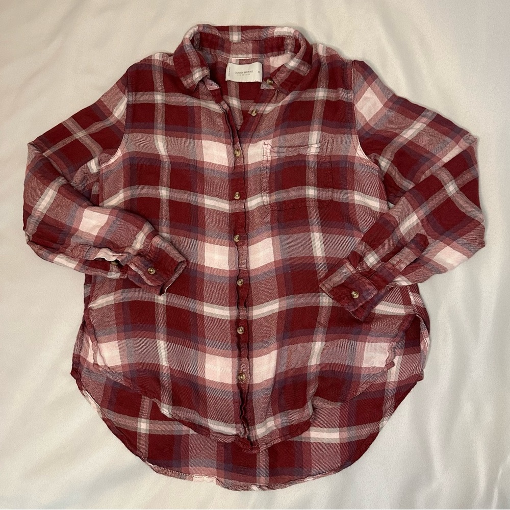 Maroon Lucky Brand Button Down Long Sleeve